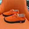 New Women's Handmade Flat Sneakers Comfortable Slip On Lace Up Round Toe Shoes Hand Sewing Thread Mom Shoes Zapatillas De Mujer