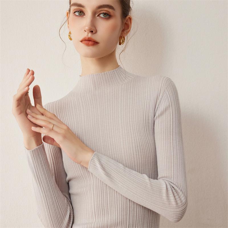 2026 Le Ka Sha Women's Autumn/Winter Wool Sweater Half-High Neck Pullover Base Layer