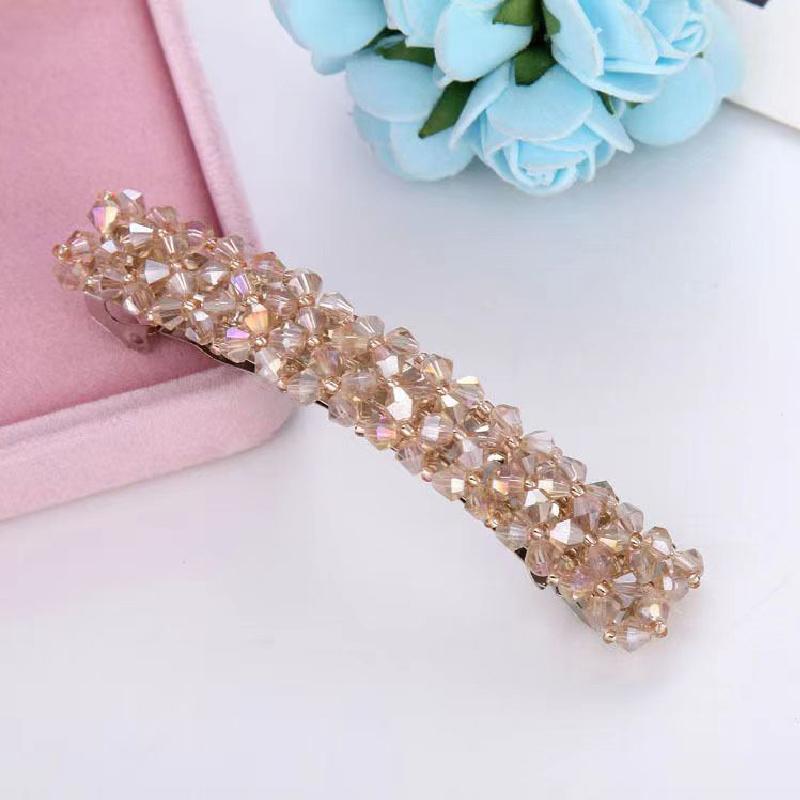 Elegant Crystal Rectangle Hair Clip Golden Metal Barrette Hairpin Hair Accessories