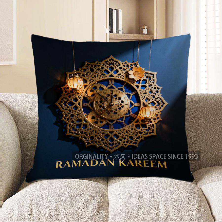 2D Ramadan Kareem Mandala Lantern Decorative Pillow Pattern Cushion Cover Suitable For Sofa Bedroom Car Pillow Cover