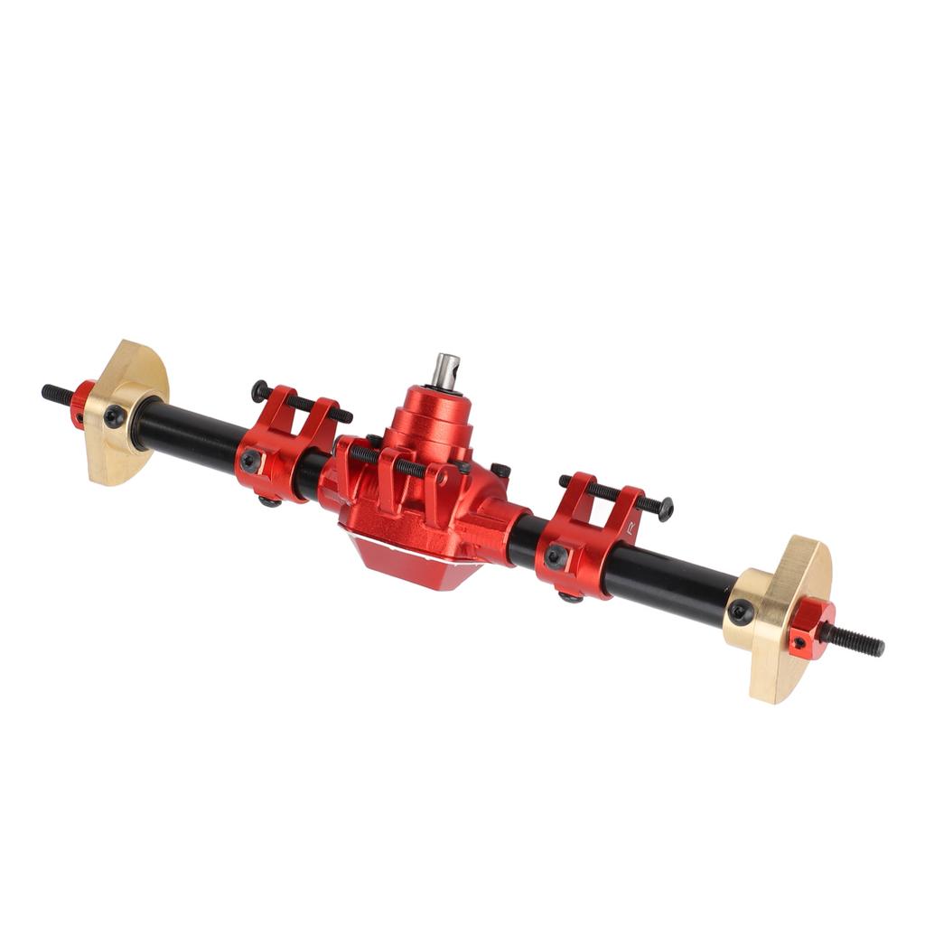 RC Rear Axle Assembly Aluminum Alloy RC Car Rear Axle Upgrade Parts with 27T 8T Internal Mounting Gear for SCX10 PRO Red