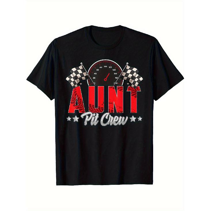 1pc Race Car Birthday Party Racing Family Aunt Pit Crew T-Shirt S чёрный