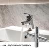 4 In 1 Universal Faucet Wrench 4 Way Steel Sillcock Key Wrench Cross Key Wrench Sleeve Socket Cross Water Key For Valve Faucet