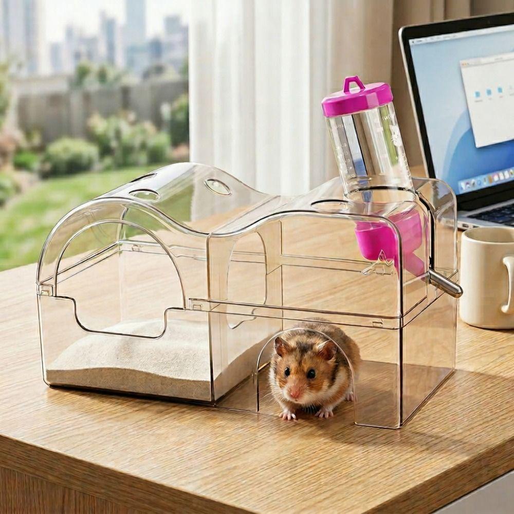 Acrylic Hamster Hideout 3 in 1 Sand Bath Box Tunnel System Small Pet House  Sleeping Den