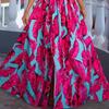 V-Neck Waist Tight Split Large Hem Maxi Dress Floral Print Sleeveless Sling Beach Holiday Dress Female Clothing
