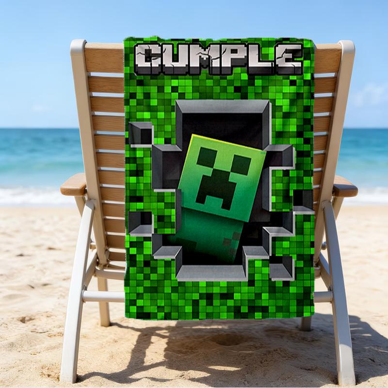Mine-craft game Beach Towel - Soft, Absorbent Microfiber, Lightweight, Ideal for The Beach, Parties, Travel, Camping fan gifts