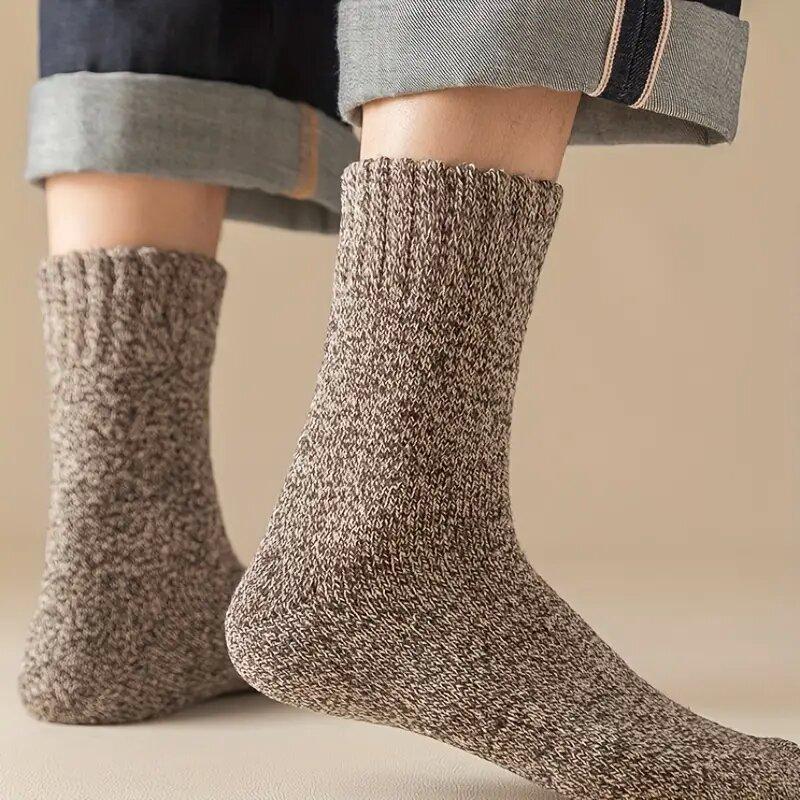 3 Pairs Winter Warm Thick Towel Bottom Man Socks Wool Male Socks Slipper Socks Merino Wool Socks Against Cold Snow Socks
