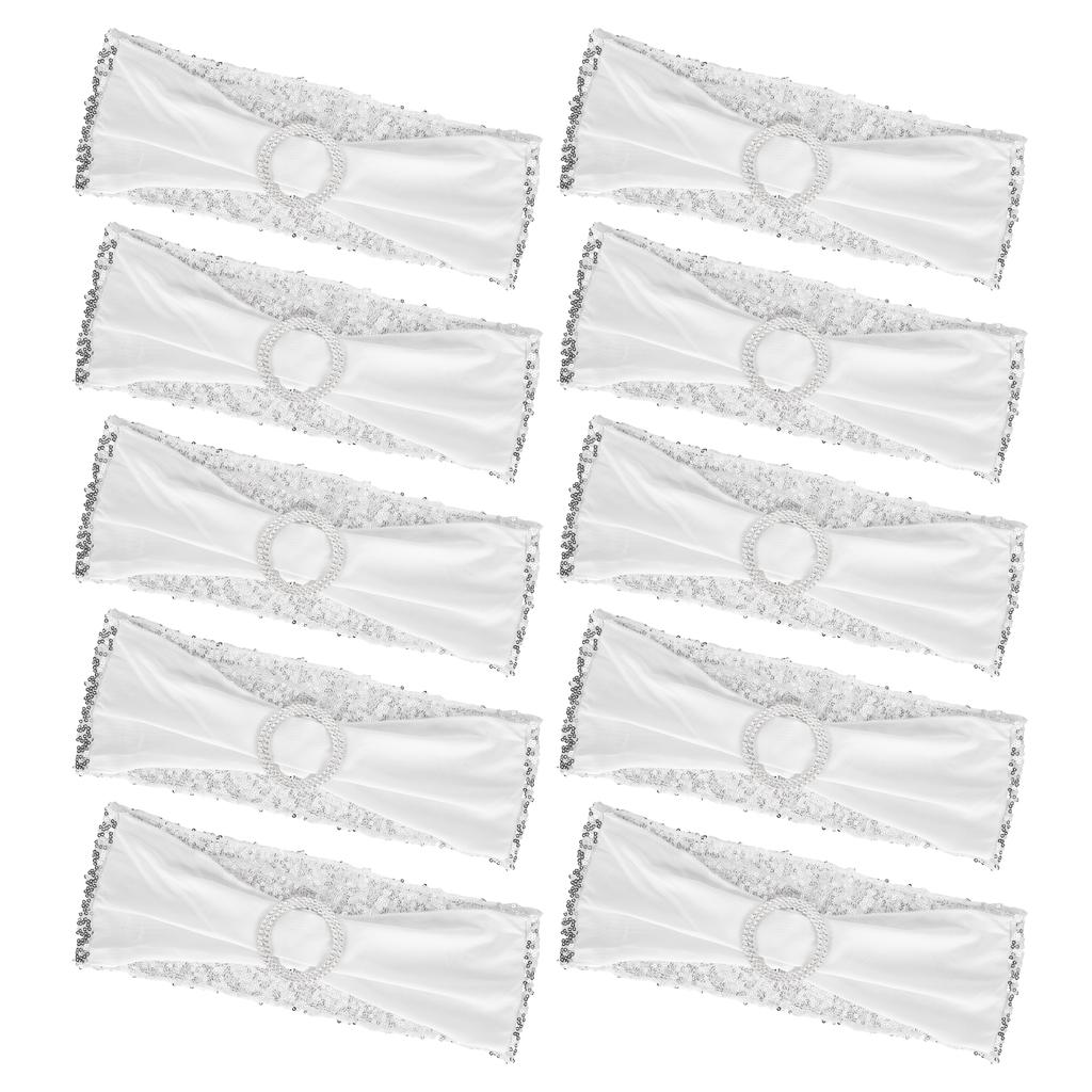 10Pcs Chair Sash Washable Elastic Chair Cover Band Decoration Set for Wedding Party Banquet