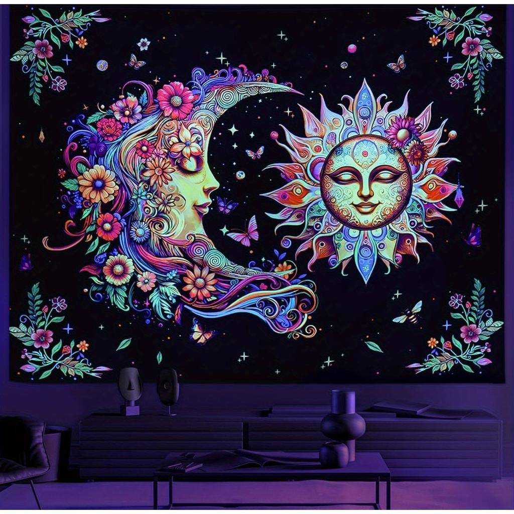 Sun and Moon Tapestry Vibrant Celestial Wall Art for Bedroom or Living Room Large Decorative Hanging Add Mystical Charm