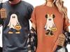 Comfort Colors Retro Mickey Minnie Halloween Couple Shirts, Spooky Season Shirt
