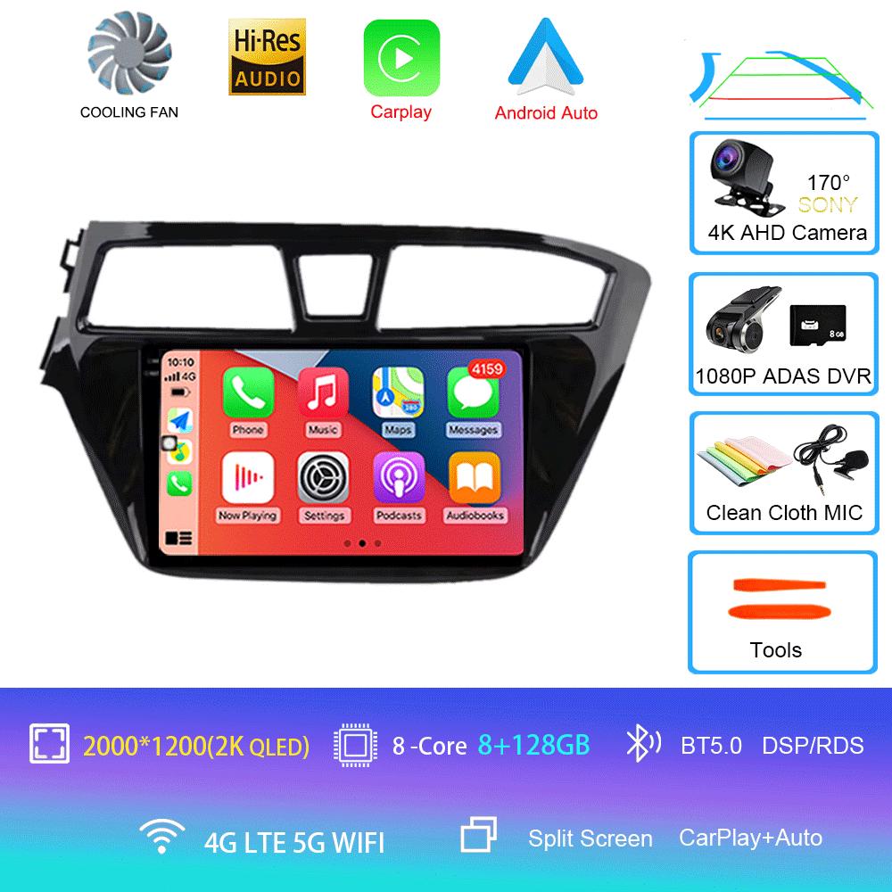 Car Radio Android 14 Carplay Auto 2K Screen Multimedia Video Player For Hyundai I20 2 II GB 2014 - 2018 2 Din Autoradio Stereo
