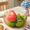 Household Fruit Plate Thickened Iron Fruit Bowl with Large-Capacity Draining Design for Kitchen Countertop Storage Anti-Rust Snack Basket Creative