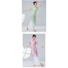 Classical Dance Women Split Hem Long Gauze Mesh Shirt Cheongsam Neck Hanfu Performance Sheer Flowy Blouse Training Dancewear