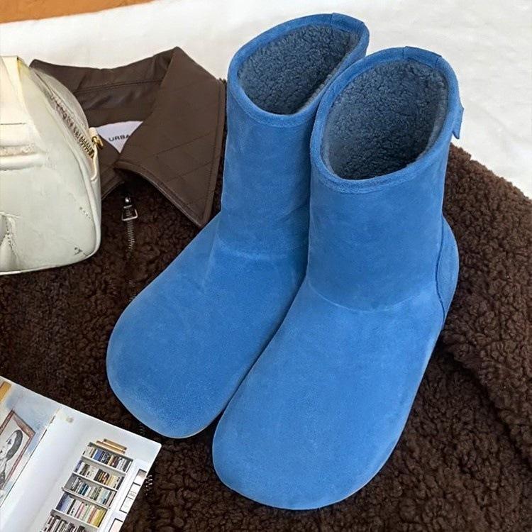 Women's Suede Thick Sole Large Size Thickened Winter Warm Fur One Snow Boots Padded Lining Ankle Boots Non-slip Hiking Sports Cotton Boots