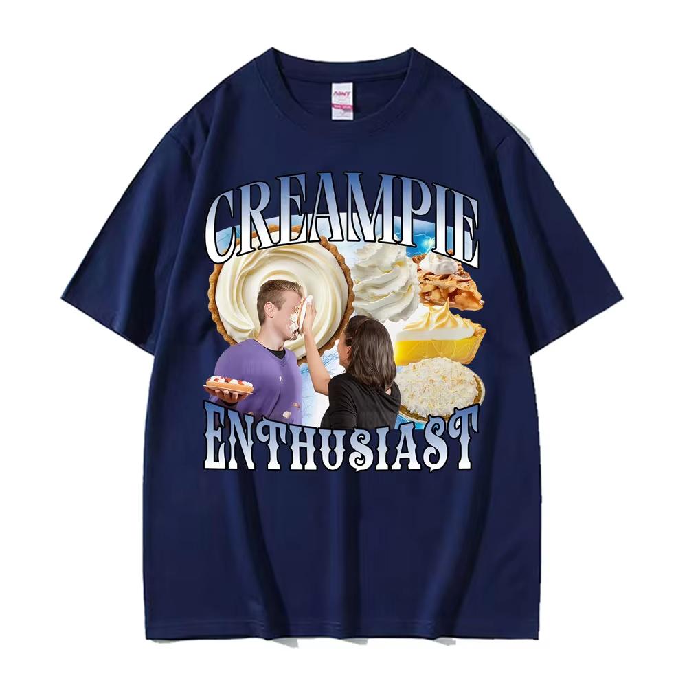 Funny Cream Pie Enthusiast Meme Graphic T Shirt Men's Women 90s Vintage Gothic Oversized T-shirts Casual Comfort EU Size T-shirt