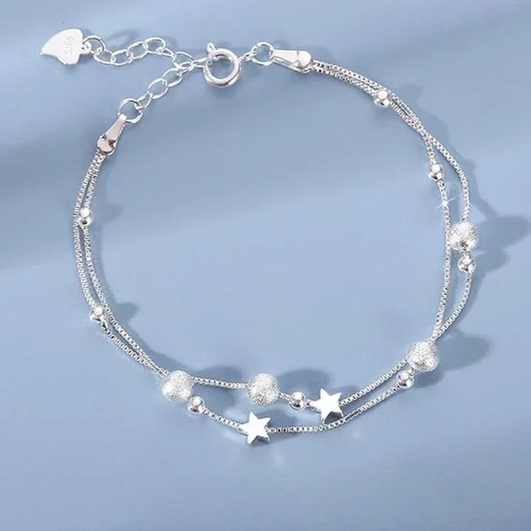 925 Silver Zircon Flower Bracelet For Women Elegant Charm Chain Jewelry Wedding Party Holiday Gift