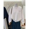 Autumn and Winter Korean Style Embroidered Thickened Velvet Warm Loose Round Neck Pullover Sweatshirt for Women