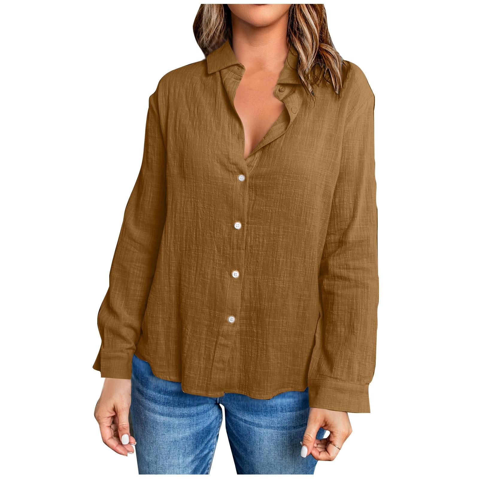 

(SU)Женские рабочие блузки, повседневная блузка с v-образным вырезом, топы, рубашка на пуговицах с рукавами 3/4, легкие однотонные повседневные рабочие блузки