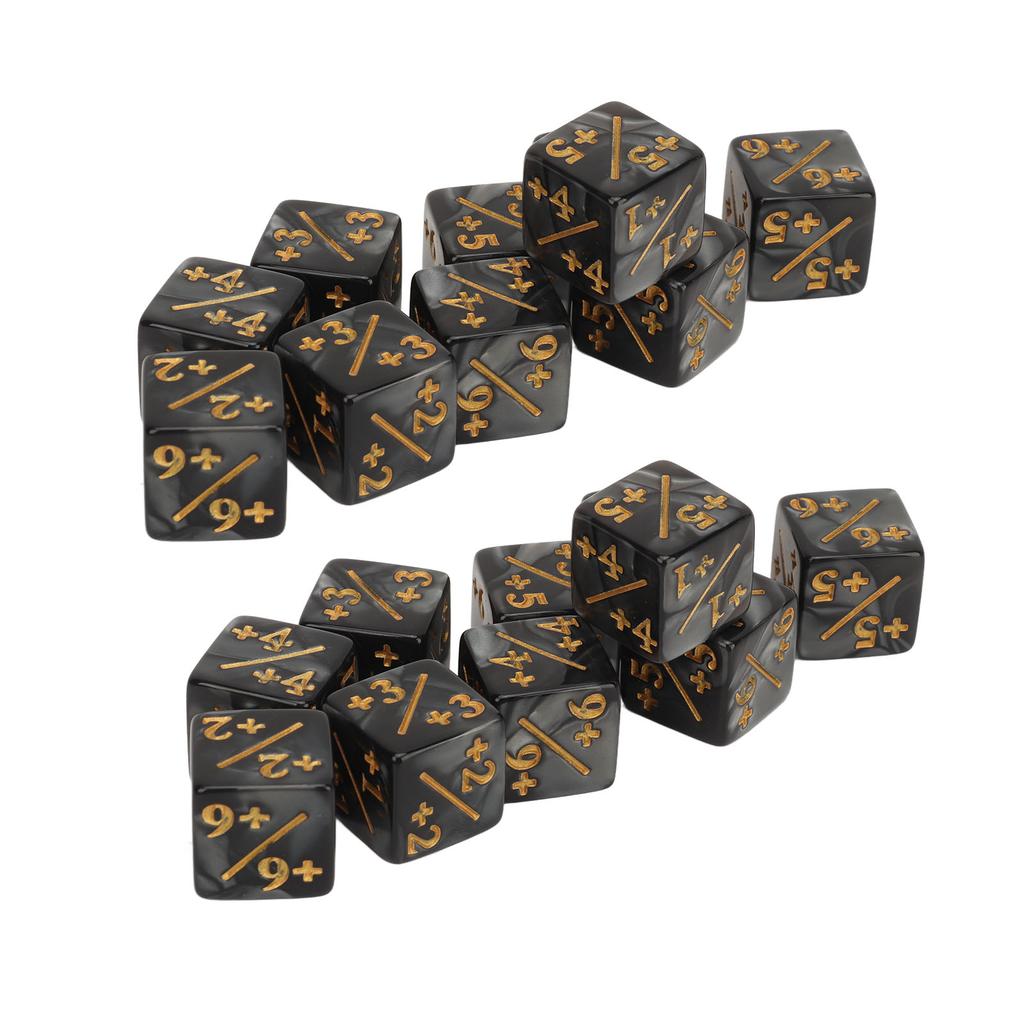 20 PCS 6 Sided Number Dice Set Black Lightweight Impact Resistance 16mm Number Dice for Table Games