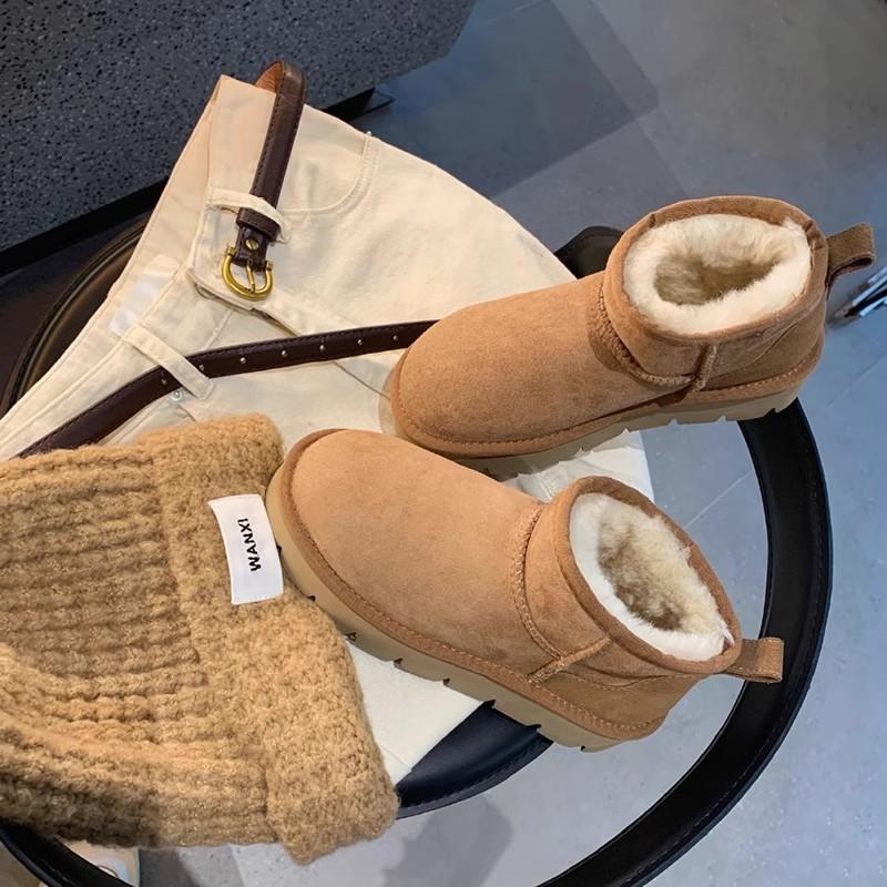 Integrated with snow boots and women's fur, winter new lazy cotton shoes, warm and fleece non-slip short boots