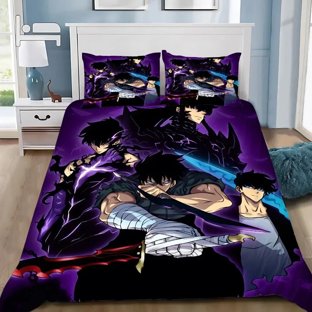 Anime Solo Leveling Duvet Cover Pillowcase Bedding Set Adult Boy Girl Bedroom Decoration Children Gift Single Double Large Size