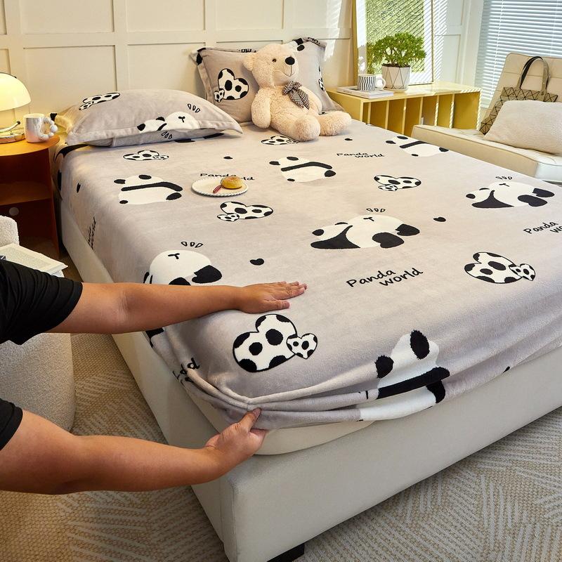 New A-class Milk Fleece Bed Sheet Thickened Warm Mink Fleece Mattress Cover Fully Wrapped