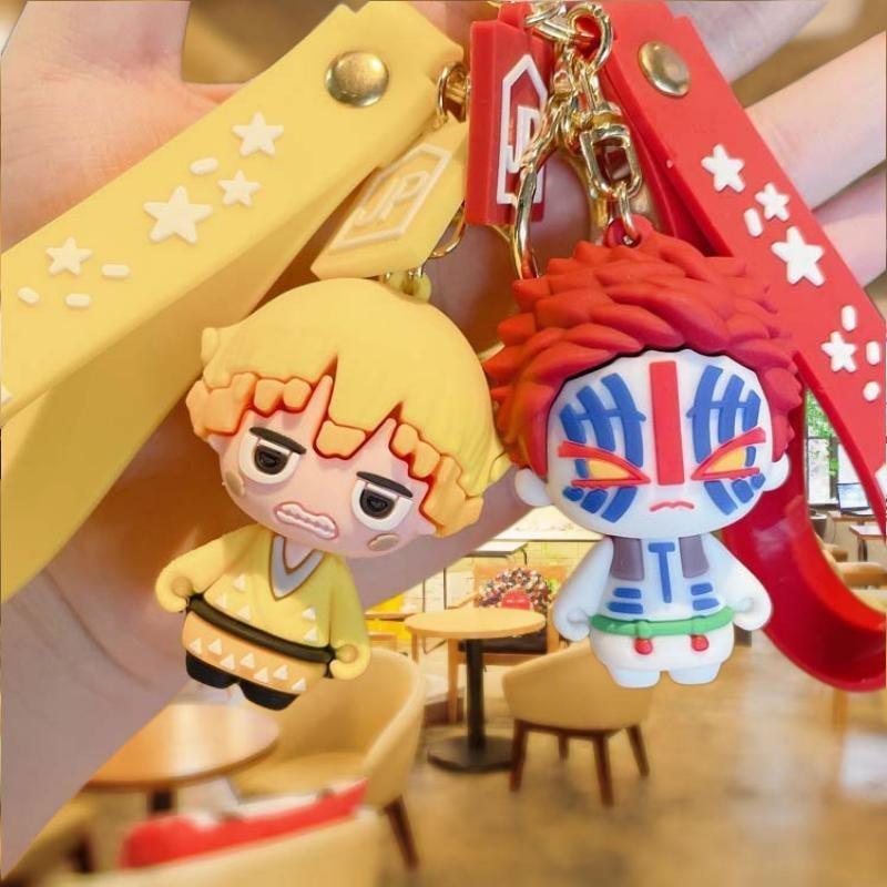 Q-version Anime Demon Fun New Cosplay Angry Pillar Key Chain Tanjiro Zenitsu Kanao Kyojuro Akaza Sanemi Moon Cute Soft Toy  Gift