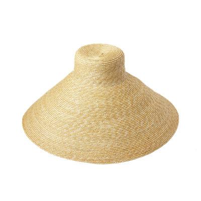 New summer fashion flat top straw hat simple hand-woven straw big brim sun protection hat outdoor beach sun hat