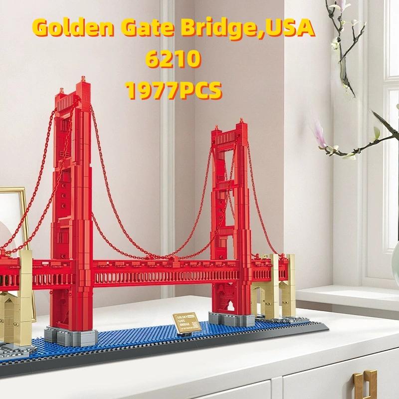 Non-Toxic American Landmark San Francisco Golden Gate Bridge Building Blocks Model Decoration Gift Toy Toys 1977Pcs