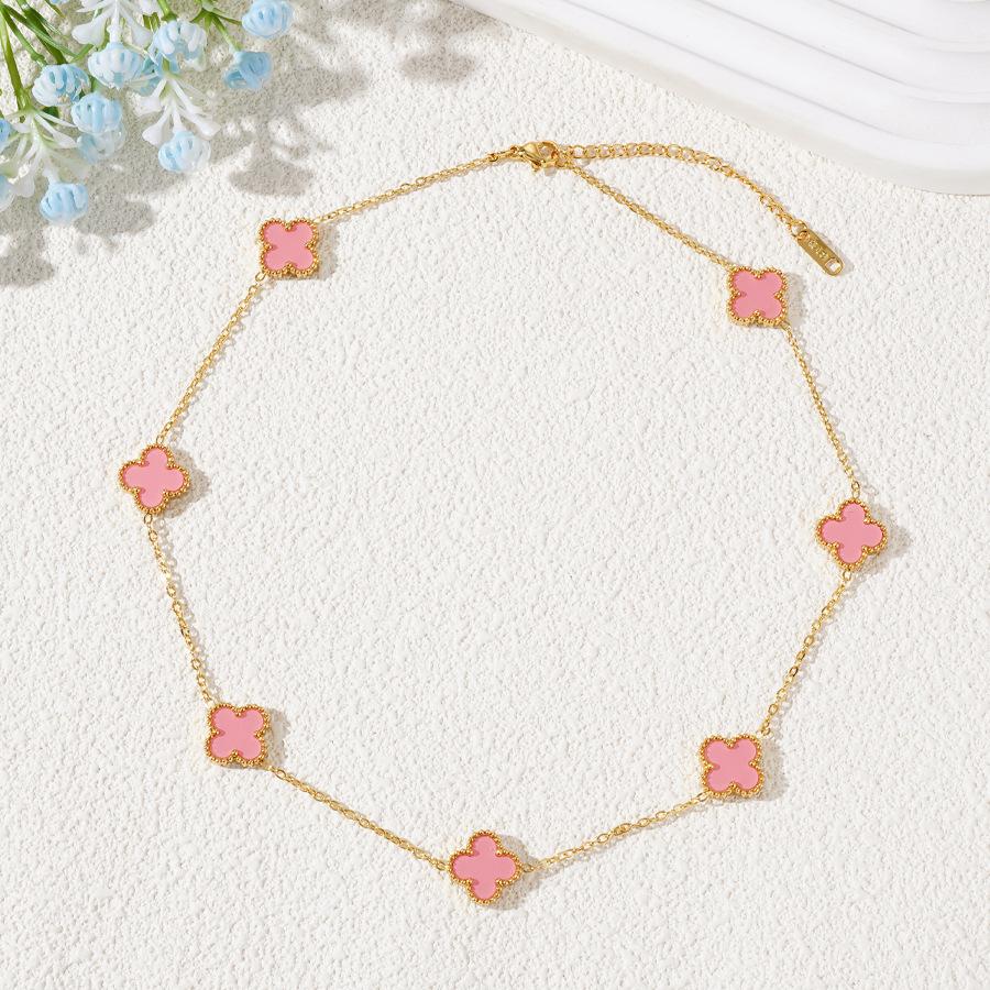 7 Flowers 13mm Double-sided Titanium Steel Four-leaf Clover Necklace Does Not Lose Color 18k Light Luxury Ladies Necklace