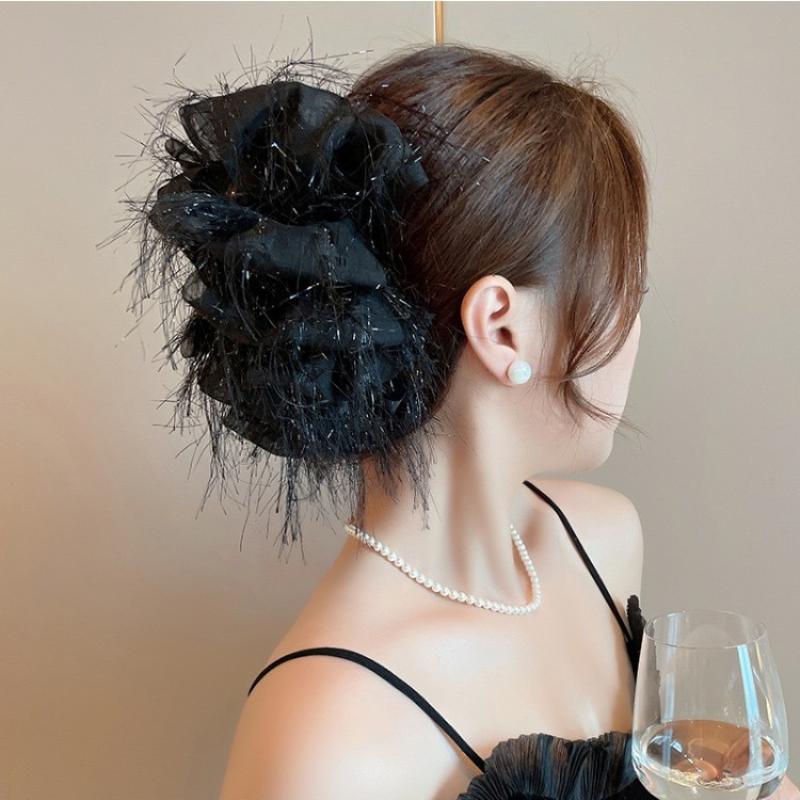 Oversized Mesh Hair Accessory Double Sided Bubble Clip 1Pcs Rhinestone Hairpin for Dating Anniversary Stylish Hairdos