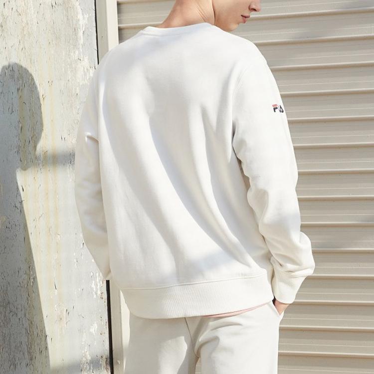FILA Letter Round Neck Pullover Sports Leisure Sweatshirt Unisex Sweatshirt White FS2POD1110X-OWH