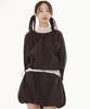 PEACE MAKER Nylon Shirring Warm Up Crew (Brown)
