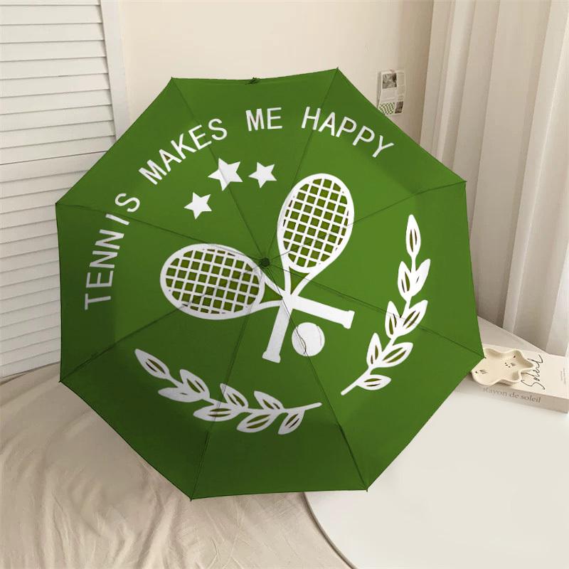 

1PC tennis happy Umbrella-8-Rib Reinforced, Automatic Open, Lightweight & Durable, Cute Fashion Accessory for Outdoor, Beach, or Casual Use, Beach Umb