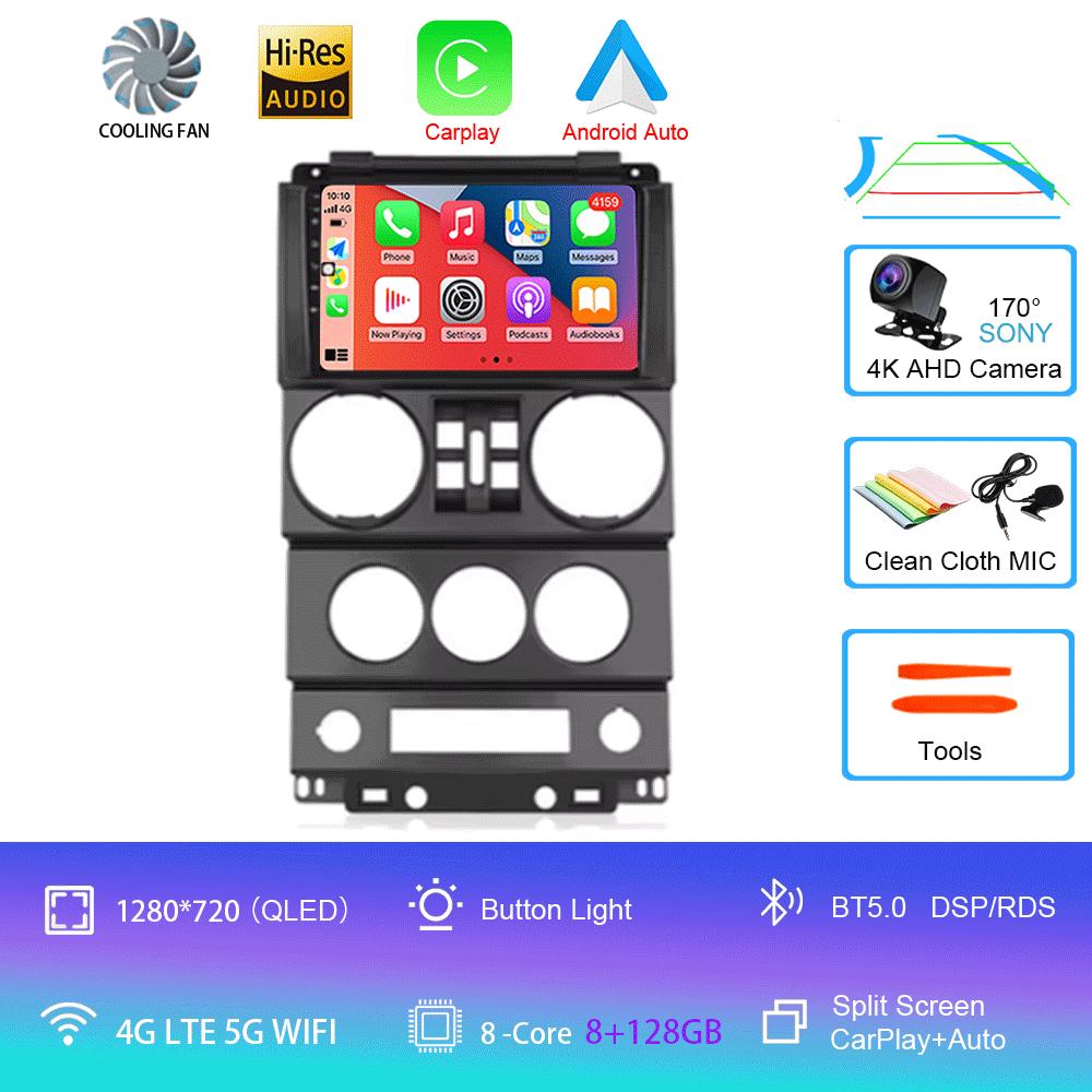 For Jeep Wrangler Unlimited 3 JK 2008 - 2010 Android 14 Car Radio Multimedia PlayerNavigation GPS Autoradio Carplay Head Unit