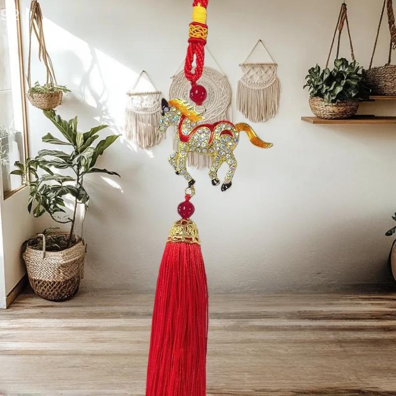 2026 Year Of Horse Wall Hanging Car Ornament Chinese New Year Red Gold Pendant Lucky Decora Housewarming Gifts