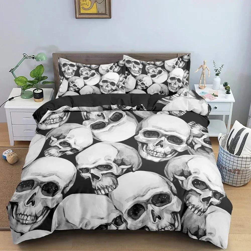 Skull Pattern Bedding Set For Bedroom Soft Cozy Duvet Cover Set Luxury Single Twin King Size Quilt Covers Home Textile