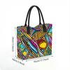  Colorful Abstract Print Tote Bag Large Capacity Daily Carry Casual Shoulder Bag for Shopping Travel