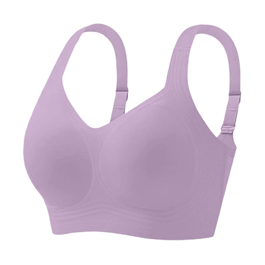 Seamless Wireless Bra for Women Comfortable Stretchy V Neck Soft Full Coverage Pullover Bralette with Wide Straps