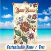 Floral Garden Theme Beach Towel Personalized Custom Name & Text Soft Quick Dry Beach Towel for Swimming Travel
