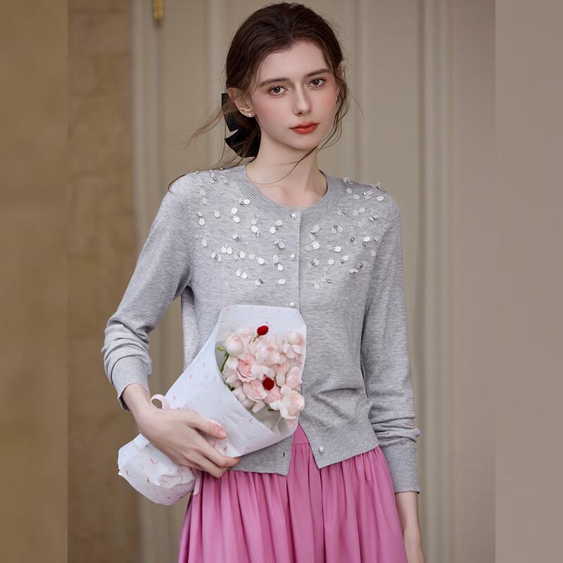 Sweet Style Sequin Knit Cardigan Top L