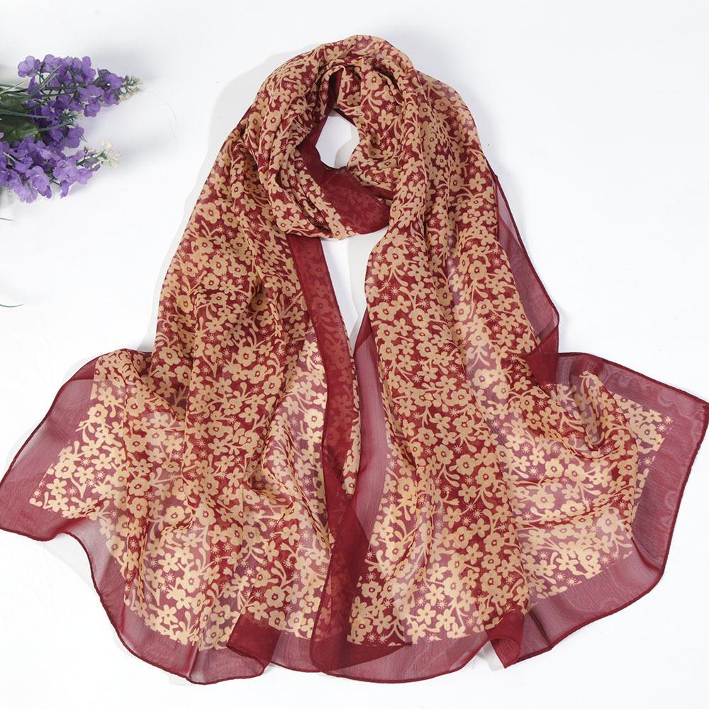 Fashion Chiffon Scarf Floral Long Soft Silky Georgette Shawl Beach Kerchief Scarves Female Foulard  Head Raps Scarf For Women