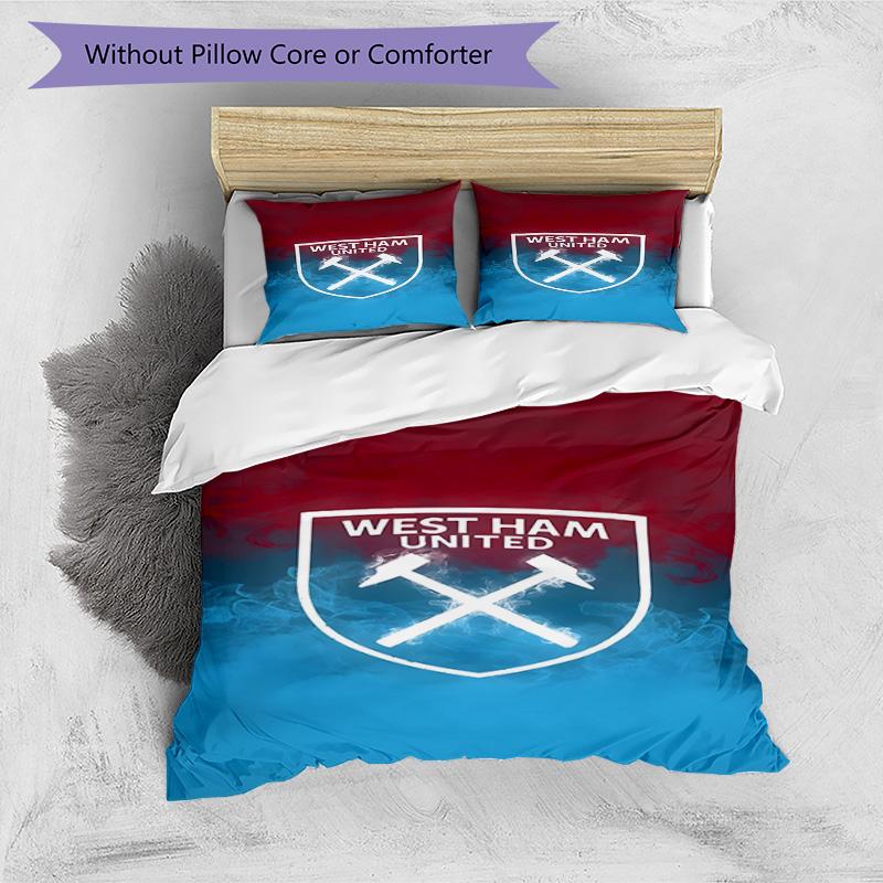 West Ham United Pattern Printed Pattern Duvet Cover Set – includes 1 duvet cover and 2 matching pillowcases Bedroom decor Christmas gifts