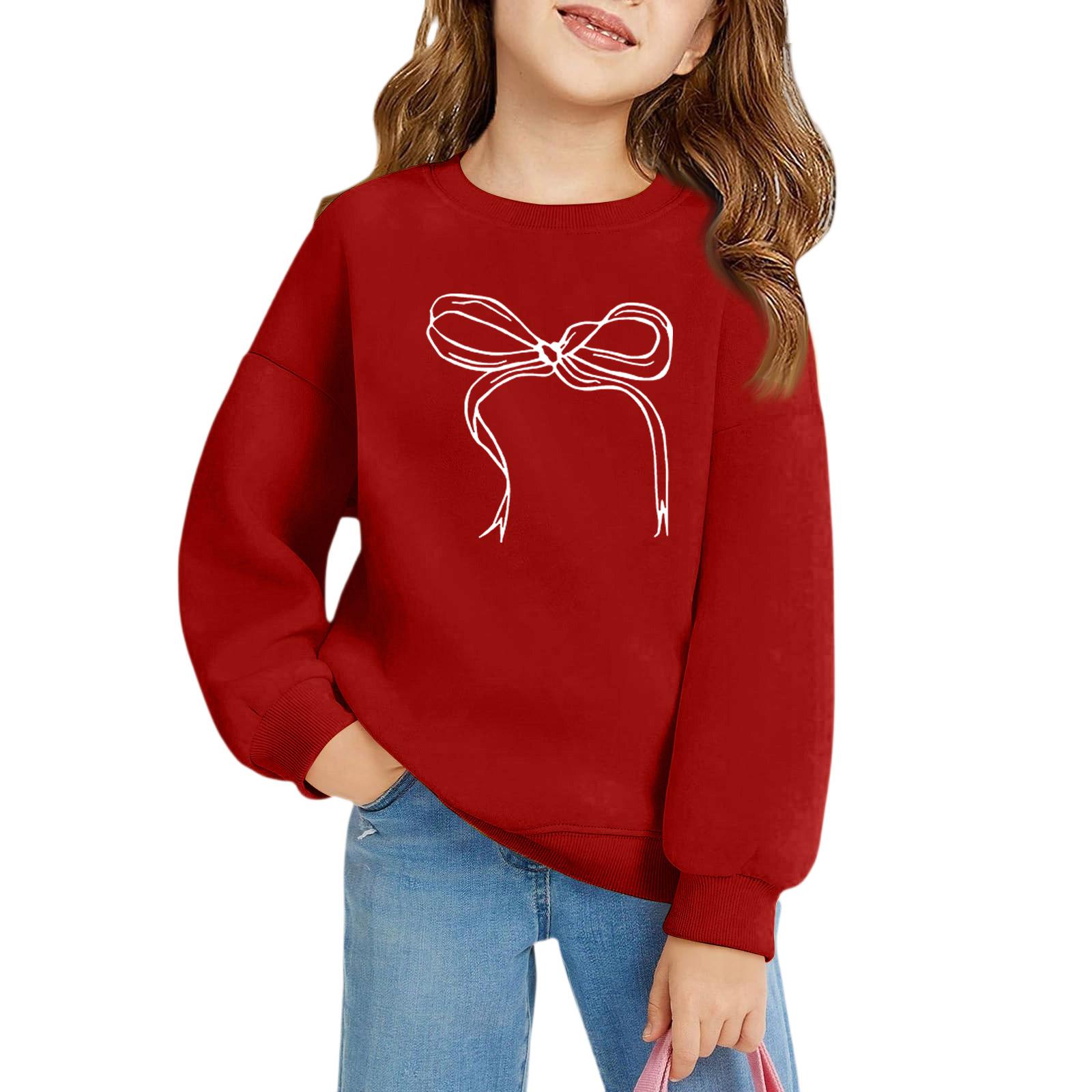 

Дівчачі пуловери з круглим вирізом для дітей з принтом, дитячі топи 150 червоний