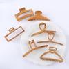 Metal Hollowed Fashion Design Wood Color Wood Grain Hair Claws Shark Grab Clip Women Hair Accessories Korean Style Hair Claw