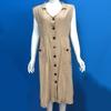 Women V Neck Solid Color Dress High Waist Sleeveless Midi Dress Streetwear