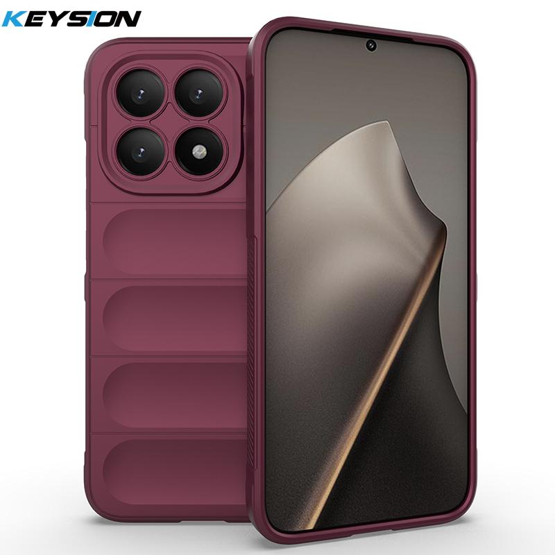 

KEYSION Надміцний Протиударний Матовий Чохол для Телефону для Xiaomi 15T Pro 5G Протиковзкий М який Силіконовий Чохол на Задню Панель Телефону для Xiaomi 15T 5G for Xiaomi 15T вина червоного кольору