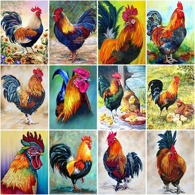DIY 5D Diamond Painting Rooster Hen Chicken Full Round Drill Mosaic Animal Diamond Embroidery Cross Stitch Home Decor