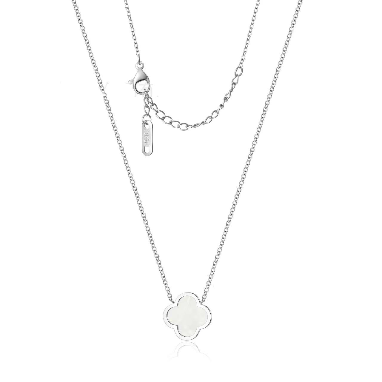 

Женское модное ожерелье с четырехлистным клевером, белое, черное, синее, красное, с подвеской в виде клевера на удачу 18k