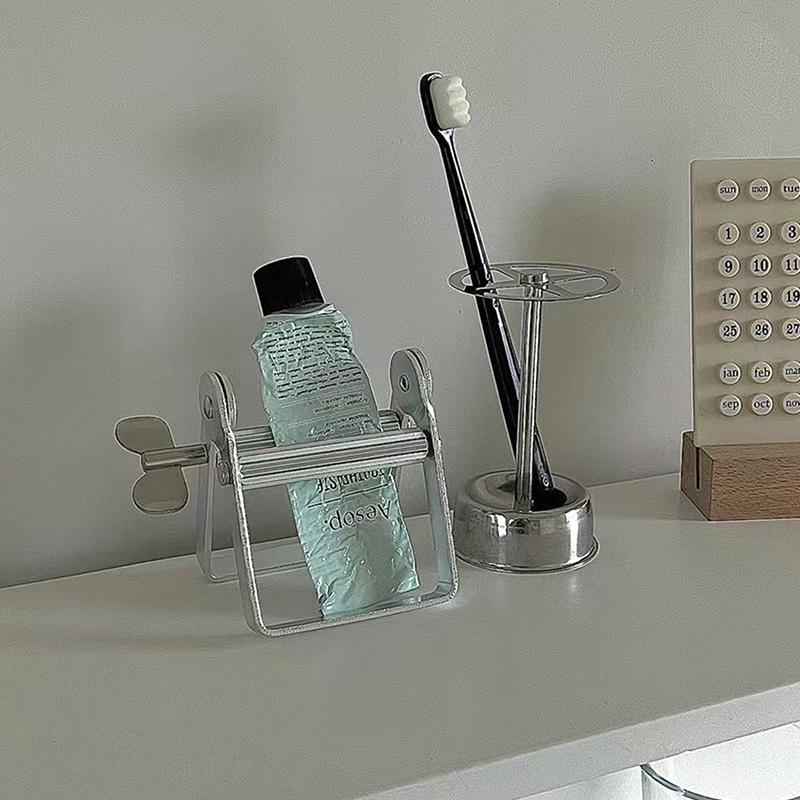 New Stainless Steel Toothbrush Stand Toothpaste Holder Home Storage Organizer Kitchen Rack Bathroom Tool Lazy Tube Squeezer